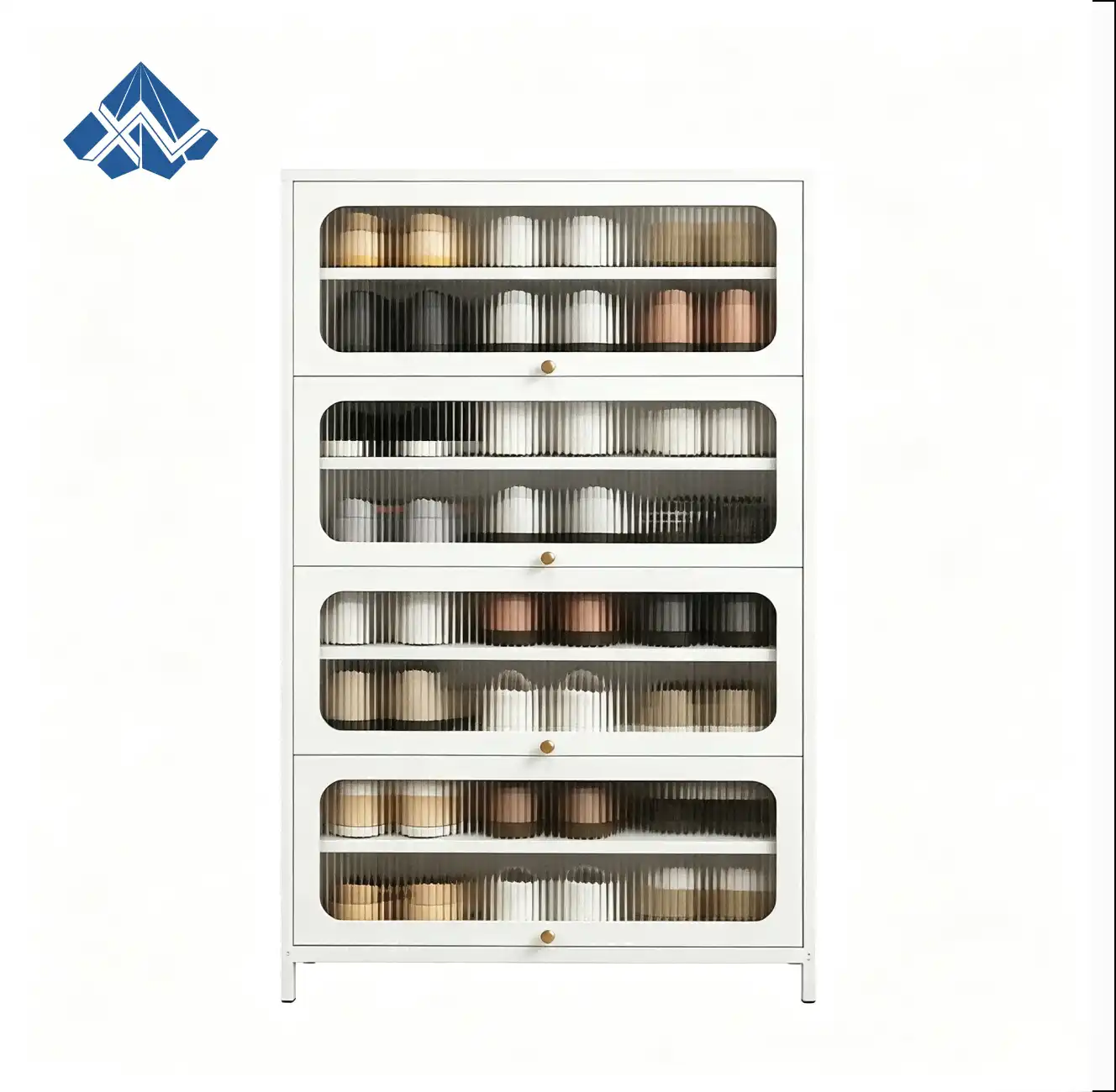 Four Door Square Panel Shoe Cabinet